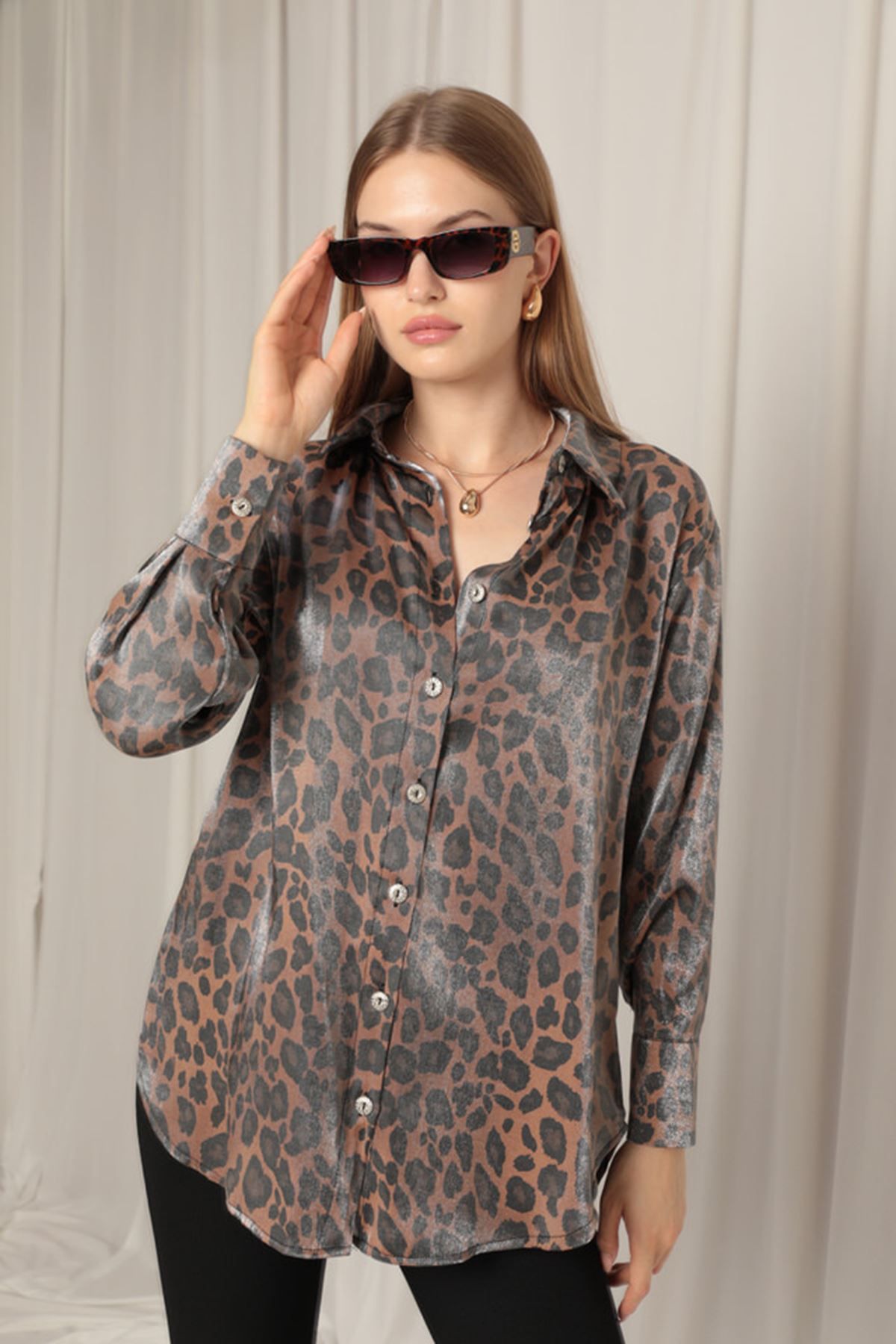 Leopar Desenli Gömlek